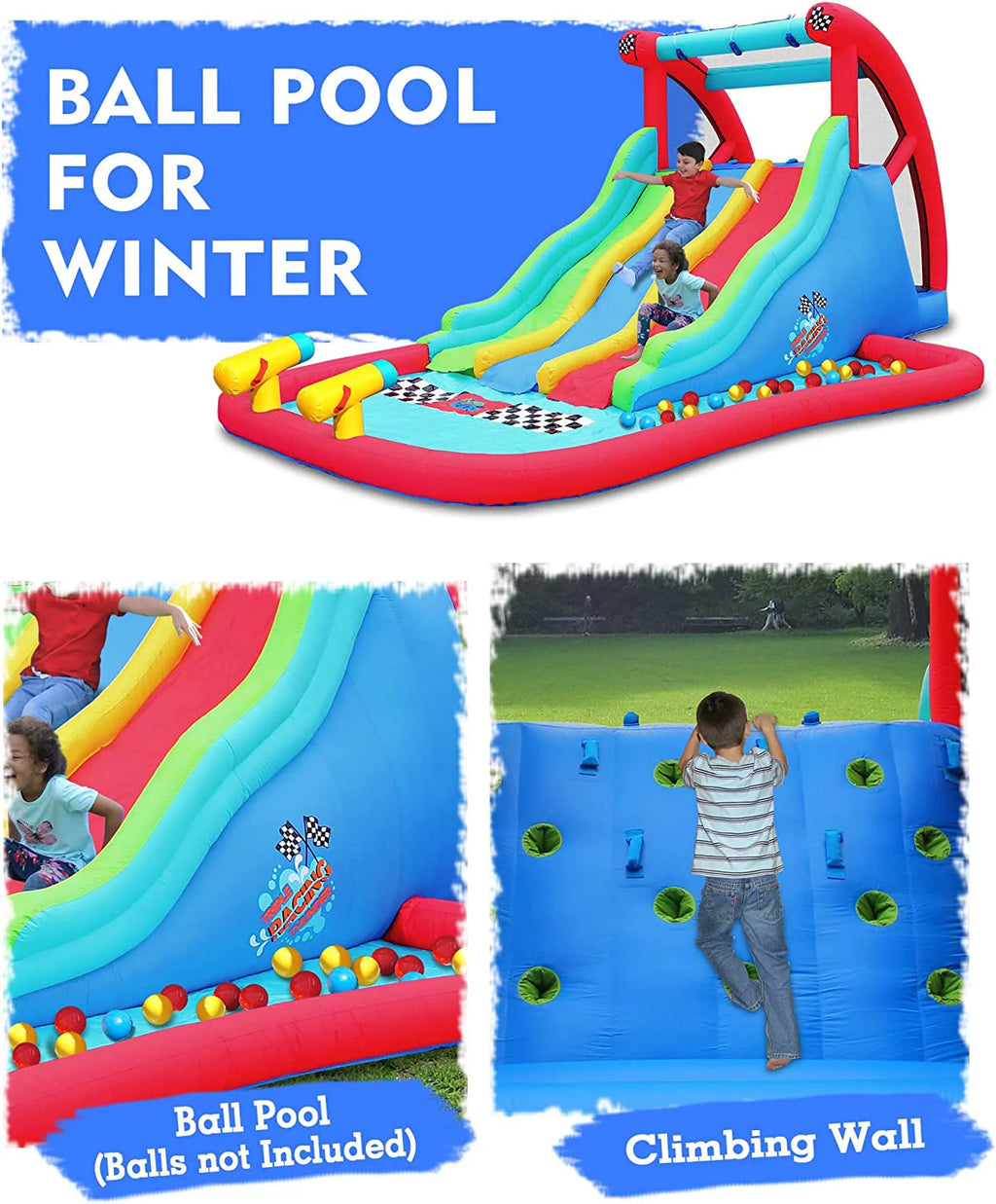 Inflatable Water Slide with Climbing Wall and Pool T25660