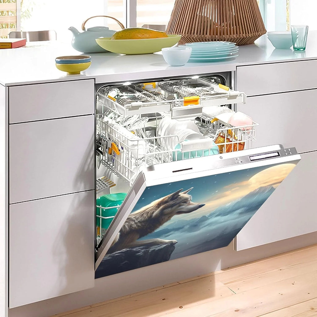 Magnetic Dishwasher Stickers Night Wolf Pattern 23in W x 26in H H518