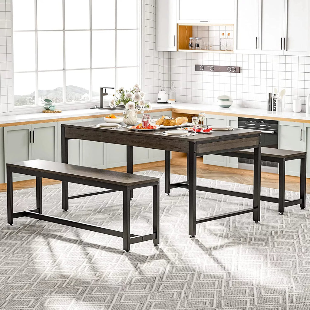 Dining Table with 2 Benches and Drawer P626