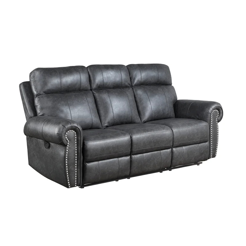 Gray Faux Leather 2-Piece Reclining Sofa Set S5995