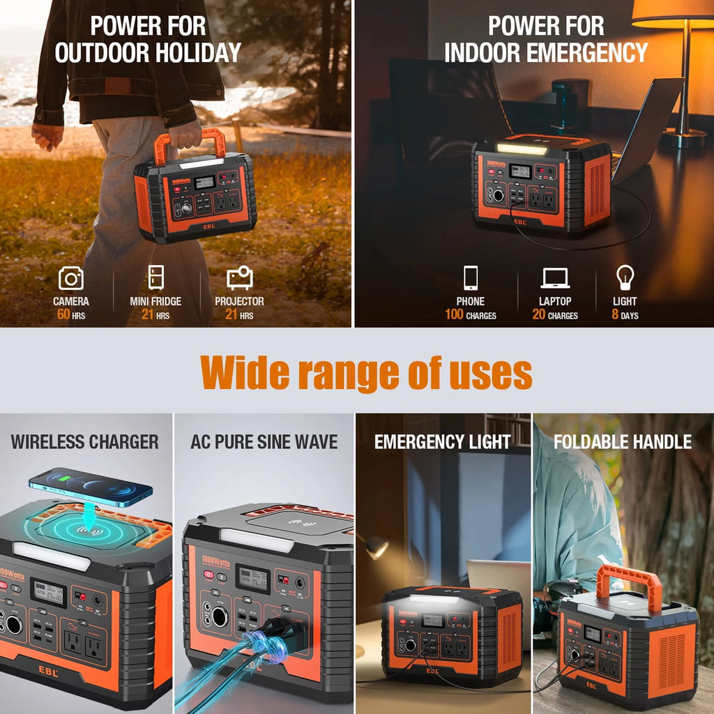 Portable Power Station 1000W Solar Generator B772
