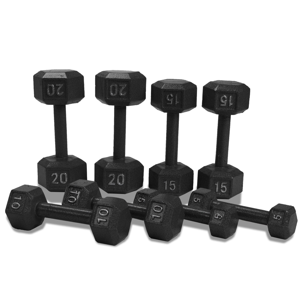 100 lb Cast Iron Hex Dumbbell Weight Set with Rack J509393