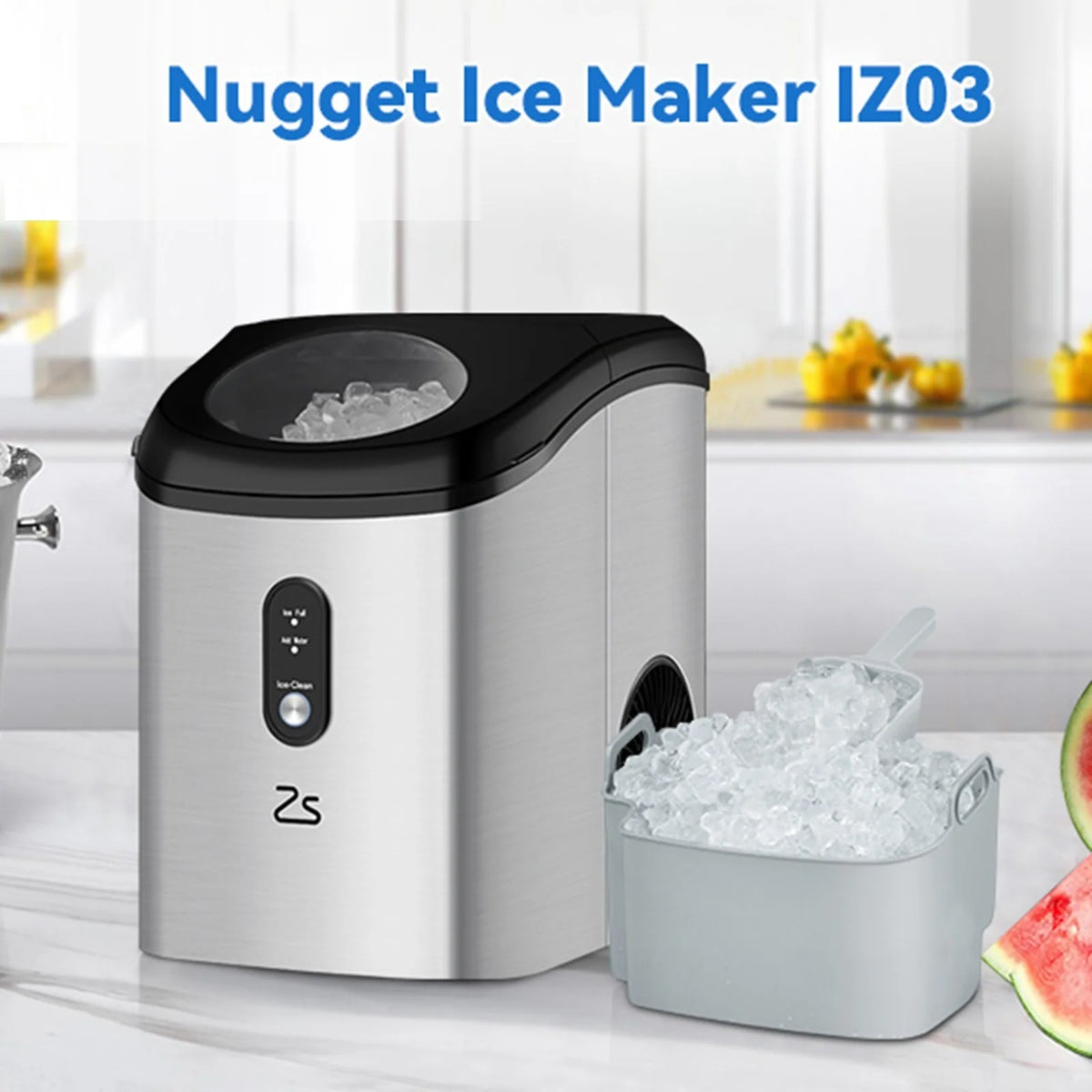 33Lbs/24H Crunchy Chewable Nugget Ice Maker Countertop with Ice Scoop U51380