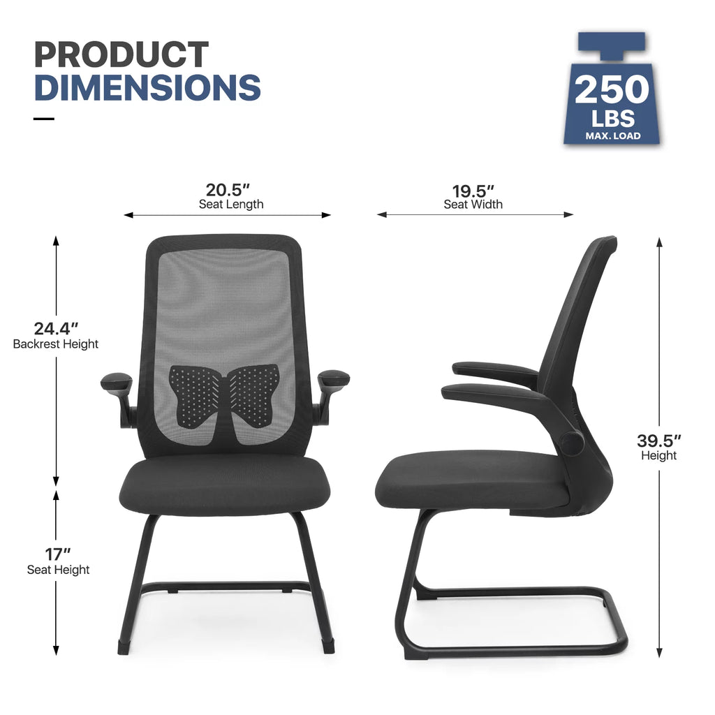 Black Set of 2 Mesh Office Chair with Lumbar Support P671