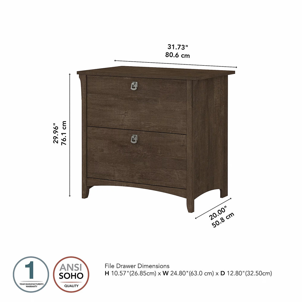 2 Drawer Ash Brown Lateral File Cabinet M791923