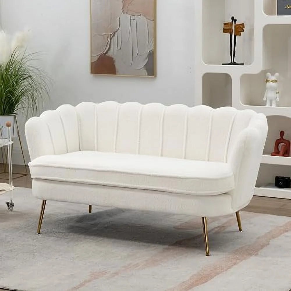 Boucle Loveseat Sofa with Gold Metal Legs Q81056