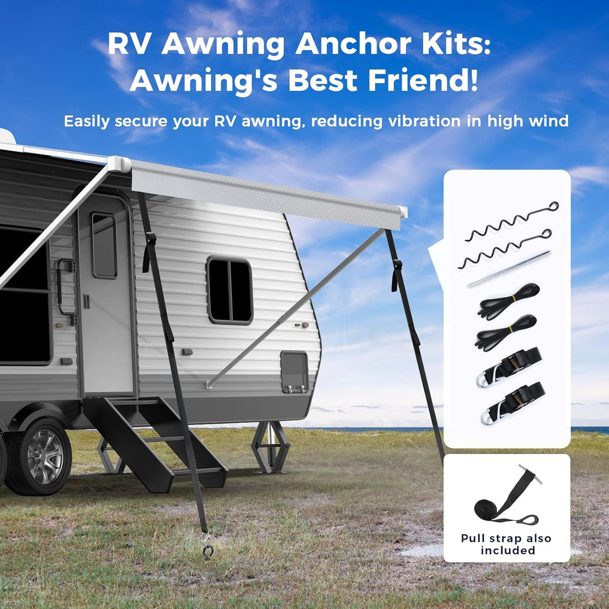 280GSM Solution Dyed Fabric RV Awning Replacement 17' Gray T774
