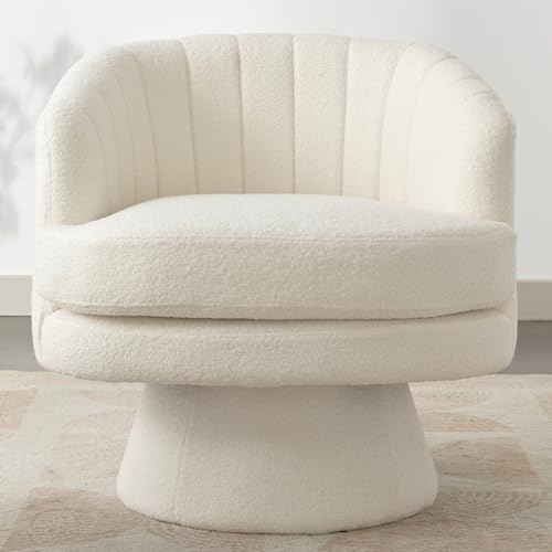 Beige Sherpa Swivel Accent Chair B81344