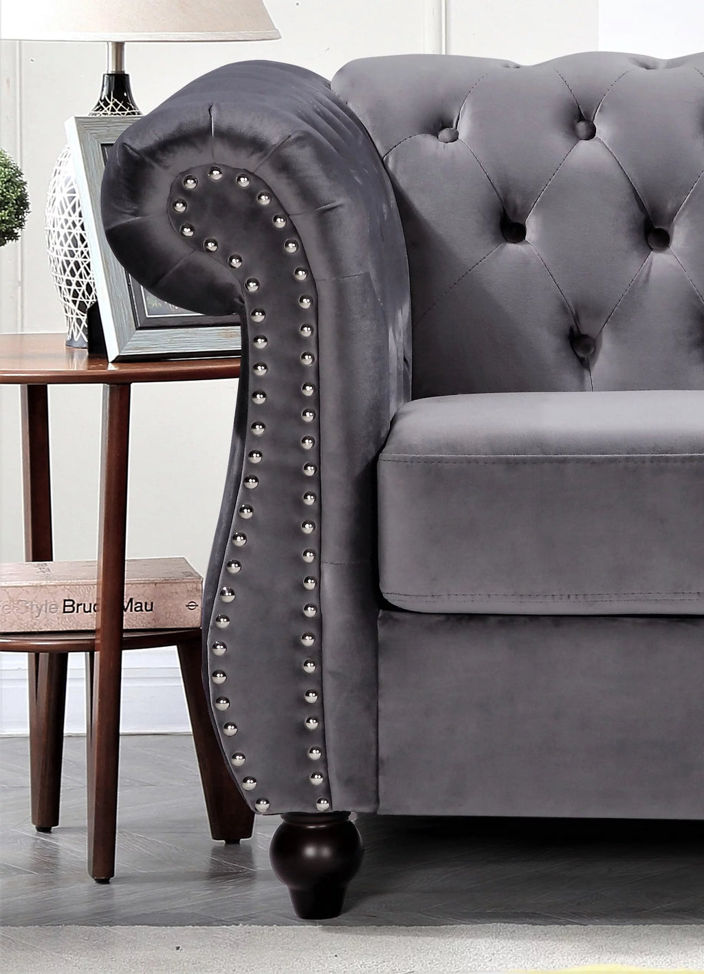 Velvet Rolled Arm Sofa J2803