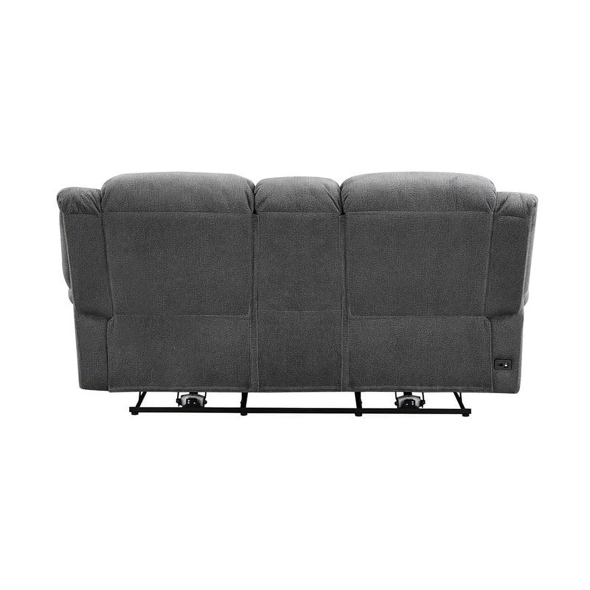 Charcoal Microfiber Power Reclining Loveseat E889
