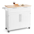 White Wood Rolling Kitchen Cart Z192002