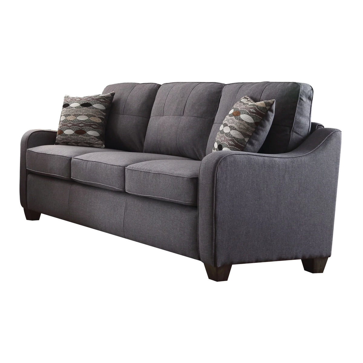 Gray Linen Sofa with 2 Pillows R714448