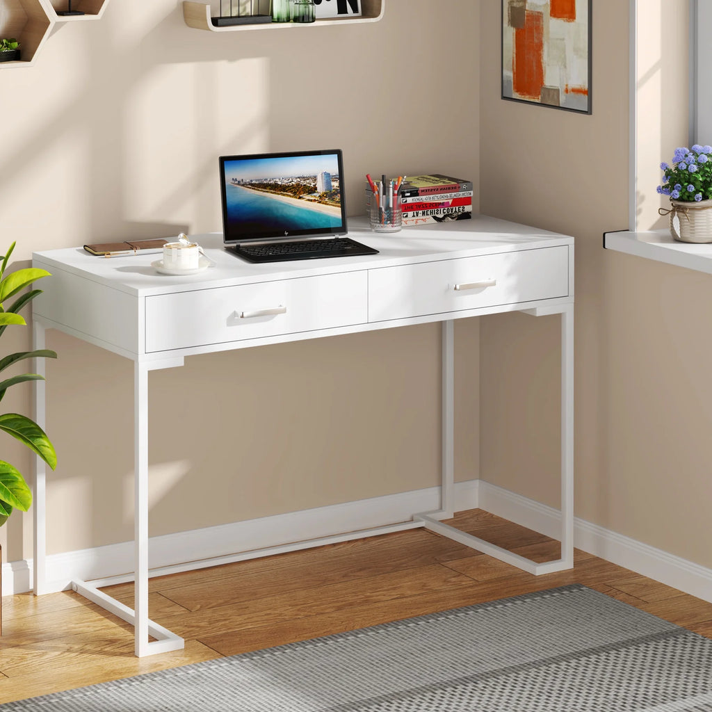 White Computer Desk with 2 Storage Drawers K26035