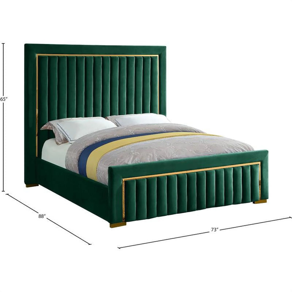 Solid Wood Velvet Queen Bed H569