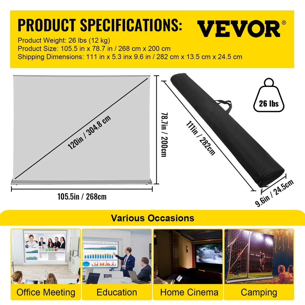 120" 16:9 Manual Pull Up Projector Screen N5664