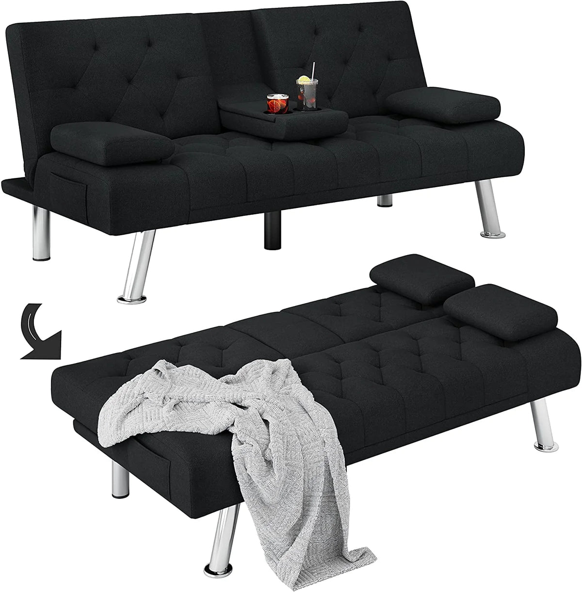 Gray Convertible Futon Sofa Bed N8742