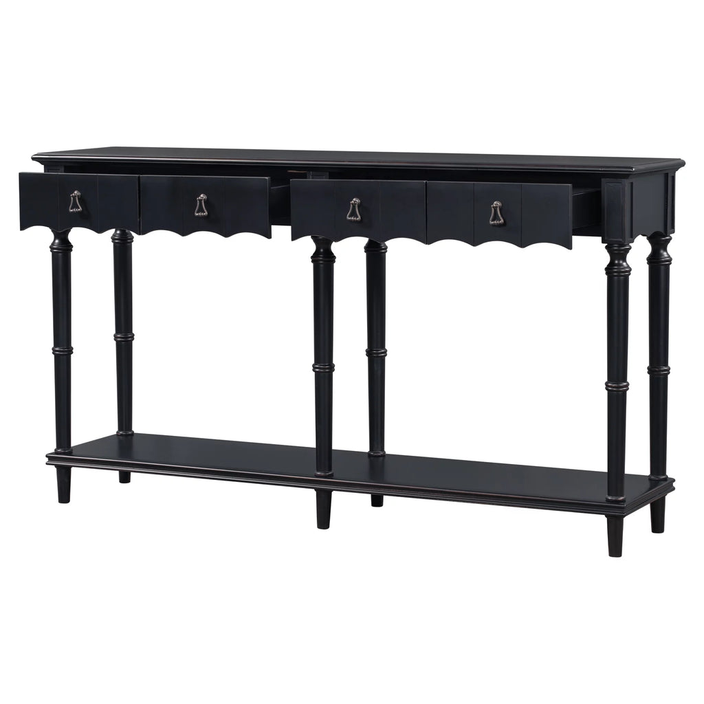 Country Console Table with 4 Storage Drawers and 1 Shelf T945