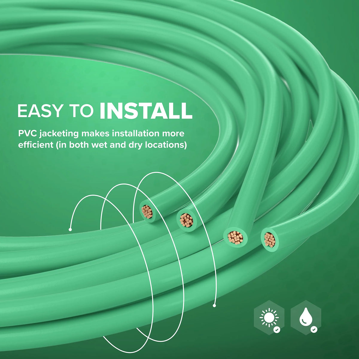 50 Feet 14 AWG Insulated Stranded Copper THHN THWN Wire Green B86415