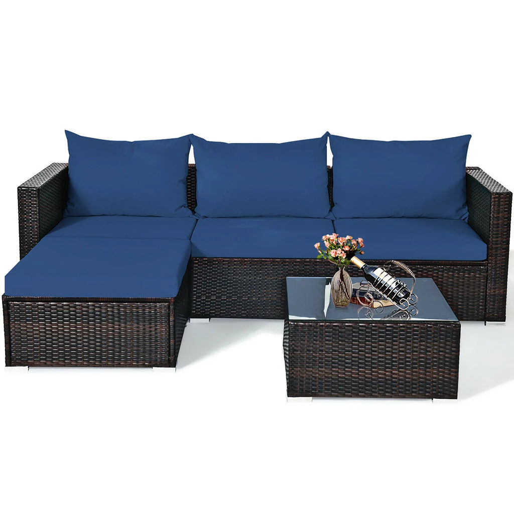 5 Pcs Patio Rattan Furniture Set with Coffee Table I6392