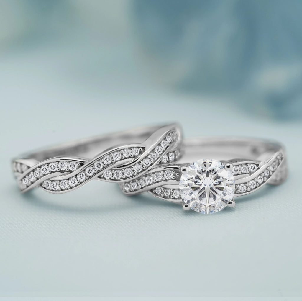 1.25 Carat Round Cut Moissanite Wedding Set Y61120