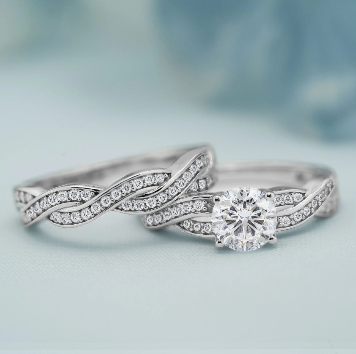 1.25 Carat Round Cut Moissanite Wedding Set Y61120