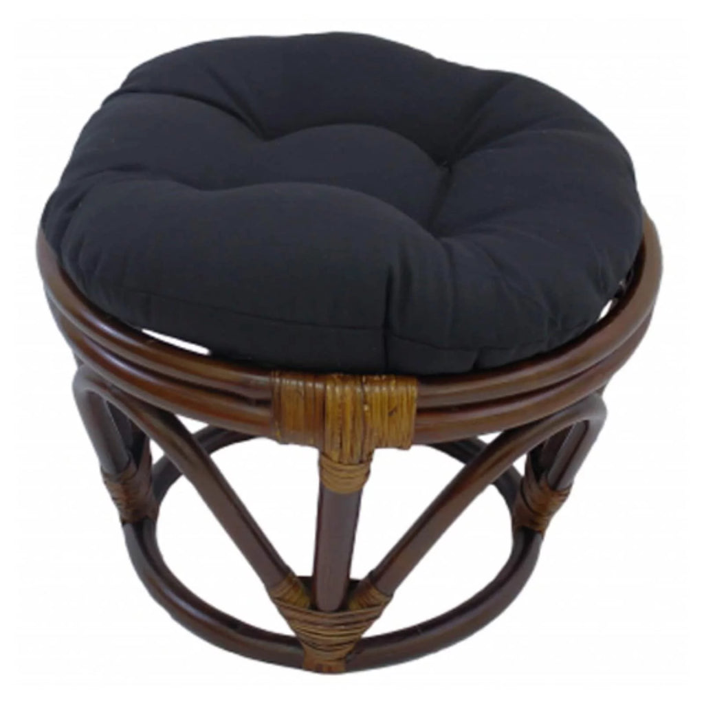 Rattan Footstool with Twill Cushion C41760