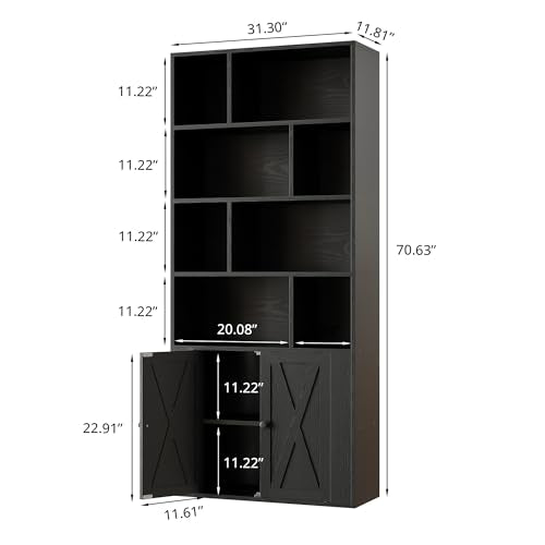 Tall Bookshelf with Doors and 8 Open Cubes R28494