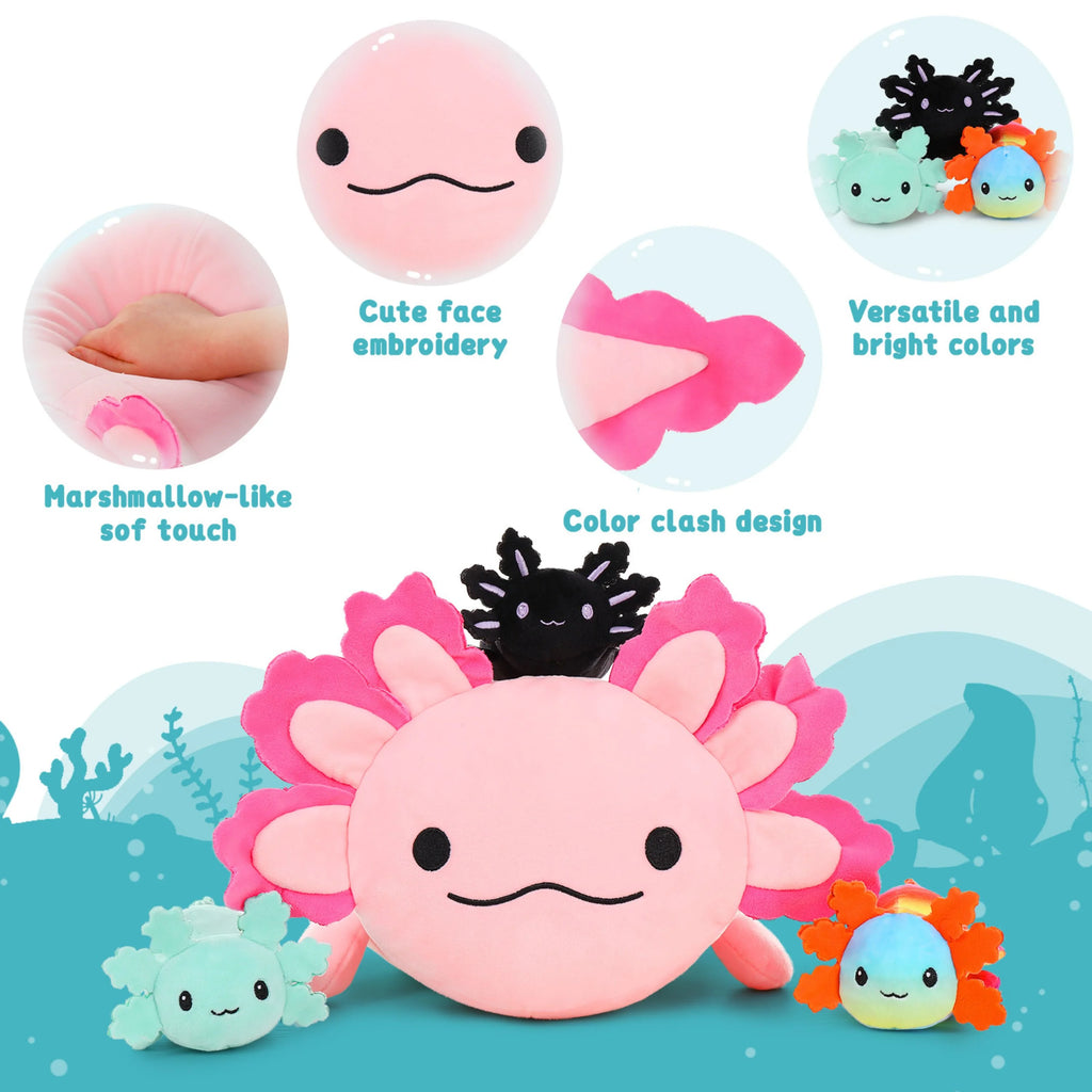 23.5" Giant Axolotl Stuffed Animals with 3 Babies Inside V117446