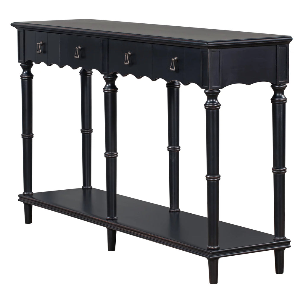 Country Console Table with 4 Storage Drawers and 1 Shelf T945