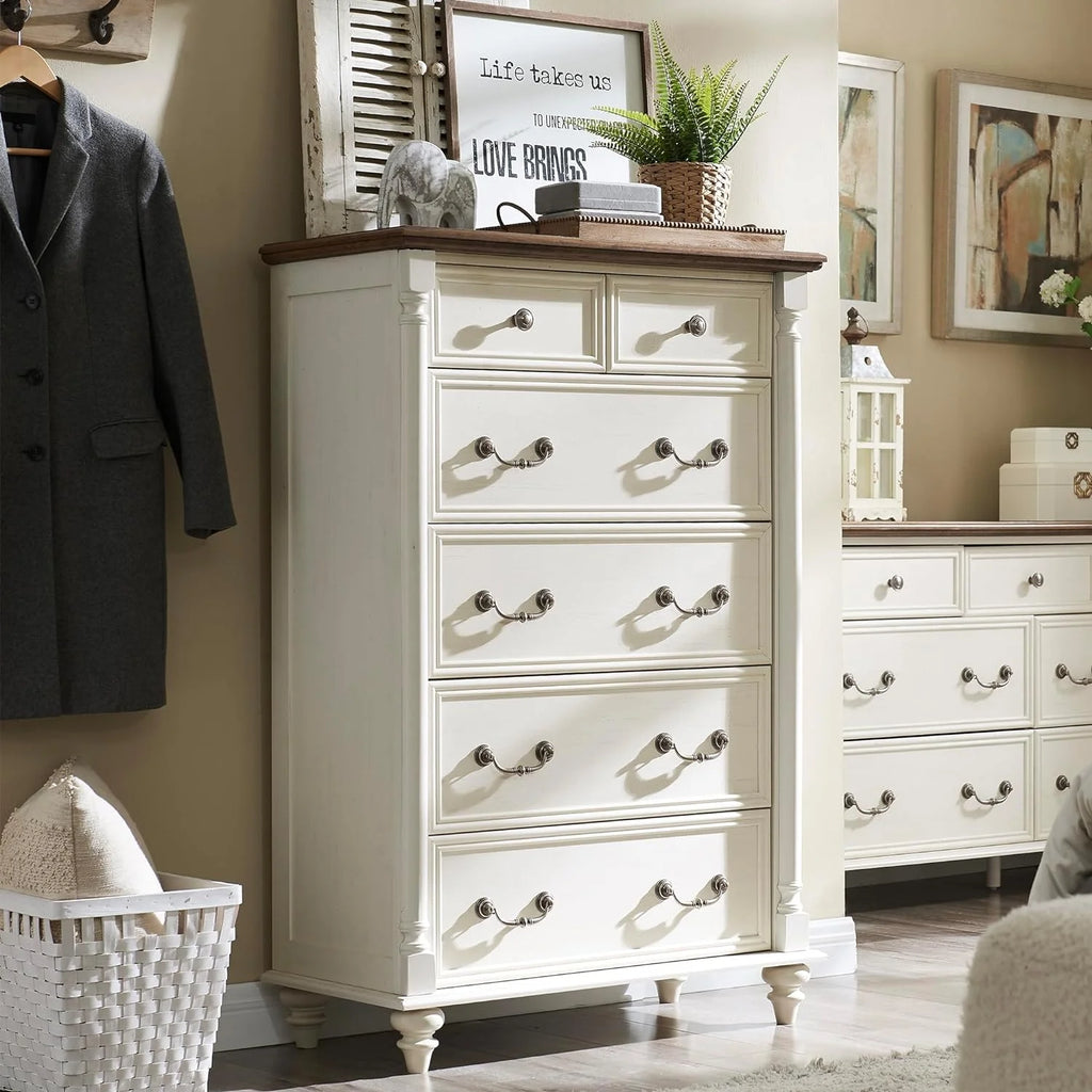 Antique White 6 Drawer Dresser C920