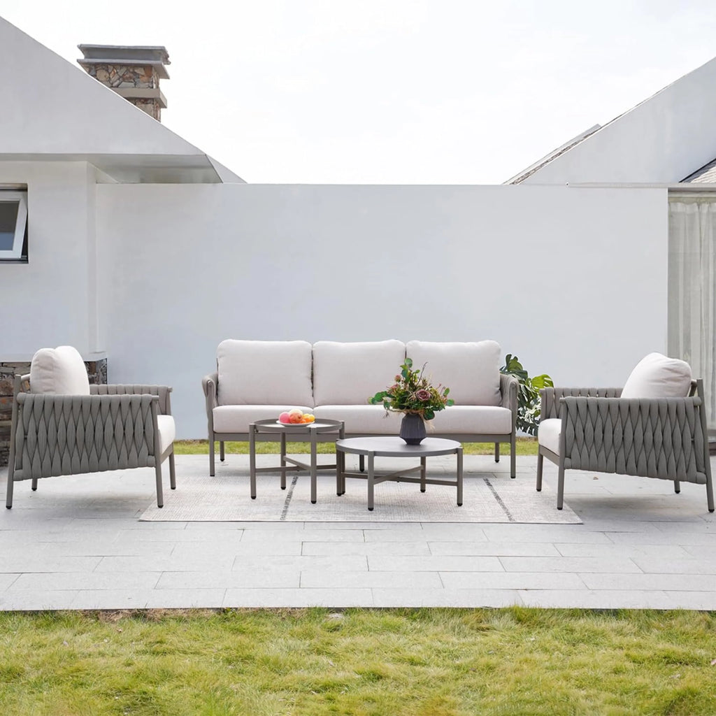 5-Piece Cotton Rope Outdoor Conversation Set with Cushions J429