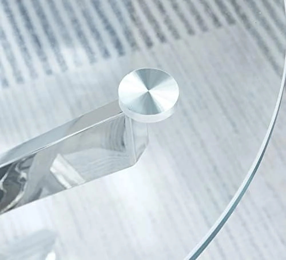 Round Glass End Table with Chrome Legs H513131