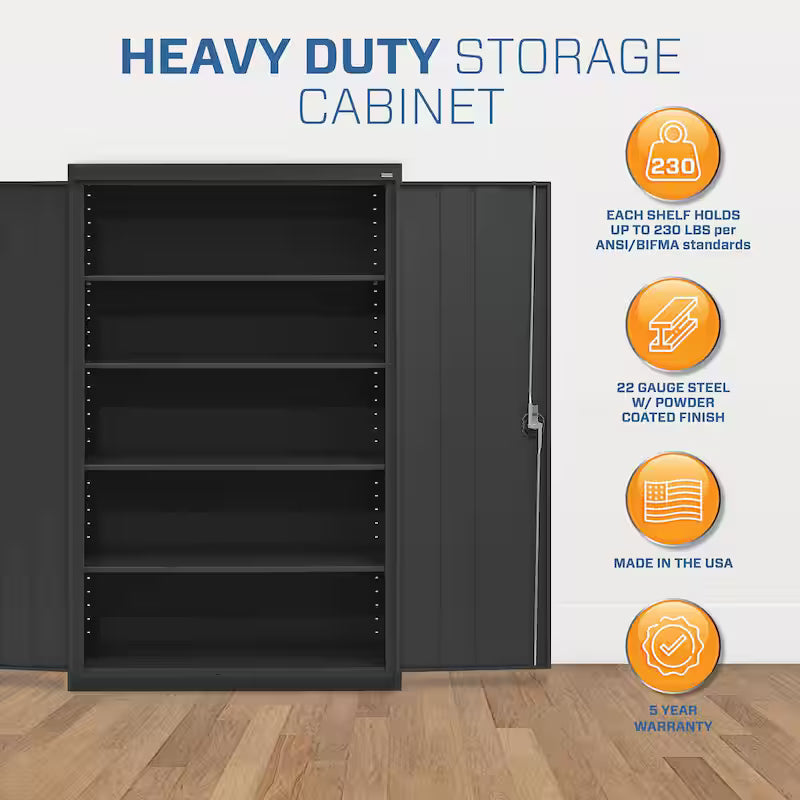 Steel Freestanding Garage Cabinet in Black E2099