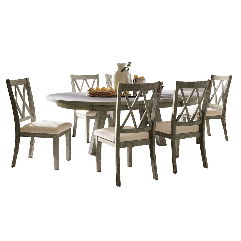 Seven Piece Counter Height Dining Table Set with Stools E951