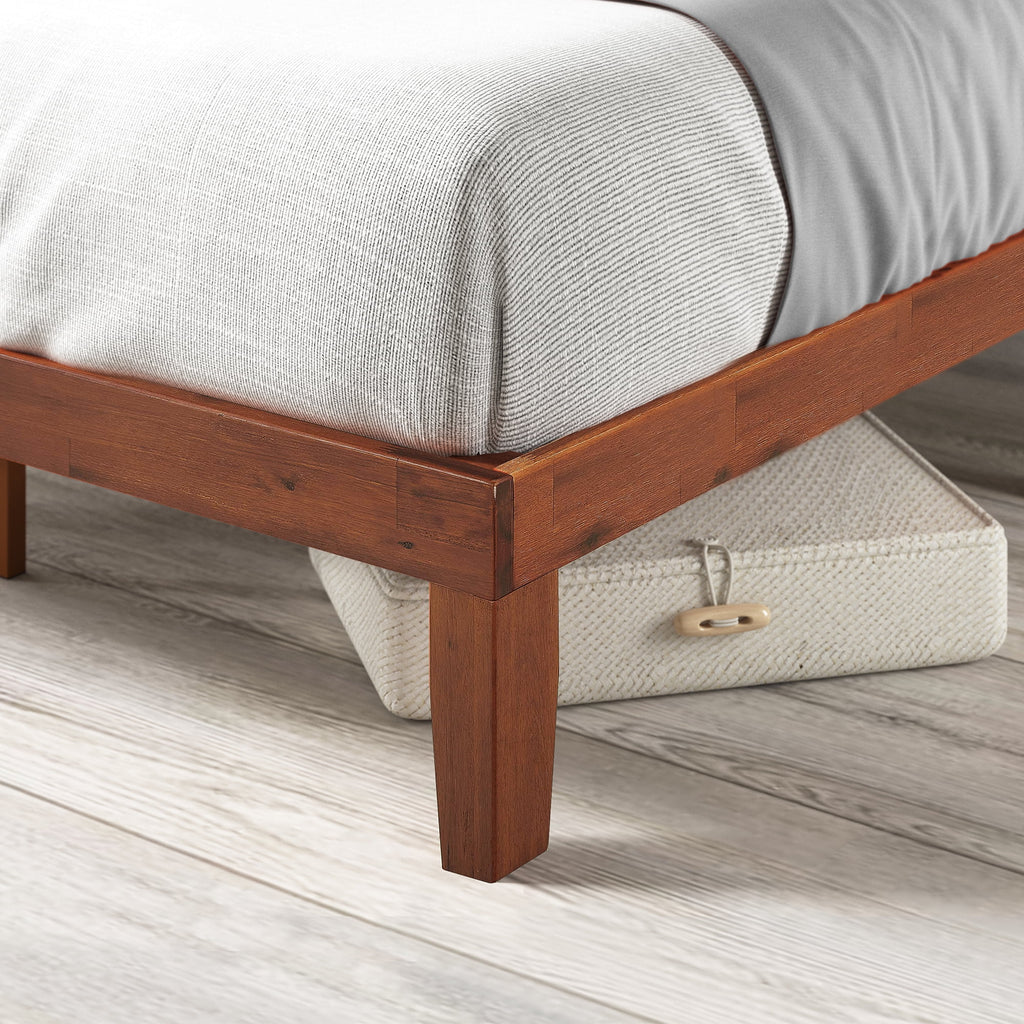 12" Wood Platform Bed Frame, Cherry, Twin V4494