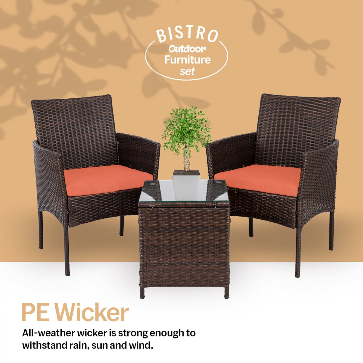 3 Piece Outdoor Furniture Set Orange E31911