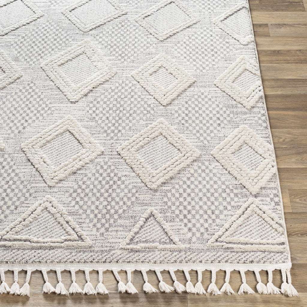 Grey Beige Cream Polyester Area Rug 5'3" x 7'3" T53271
