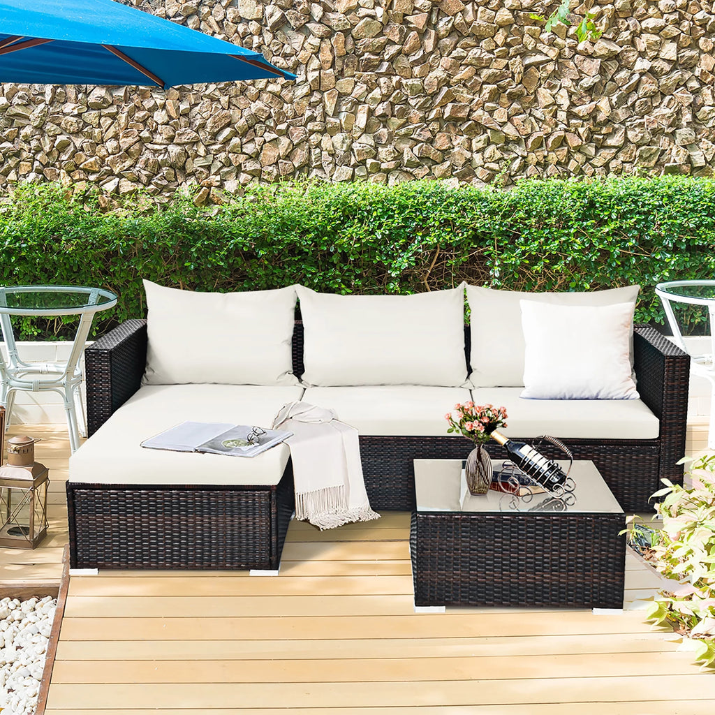 5 Pcs Patio Rattan Furniture Set with Coffee Table I6392