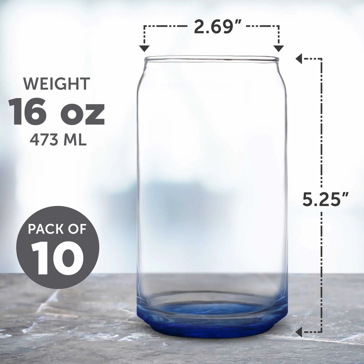Blue 16 oz Glassware Set of 10 V52596