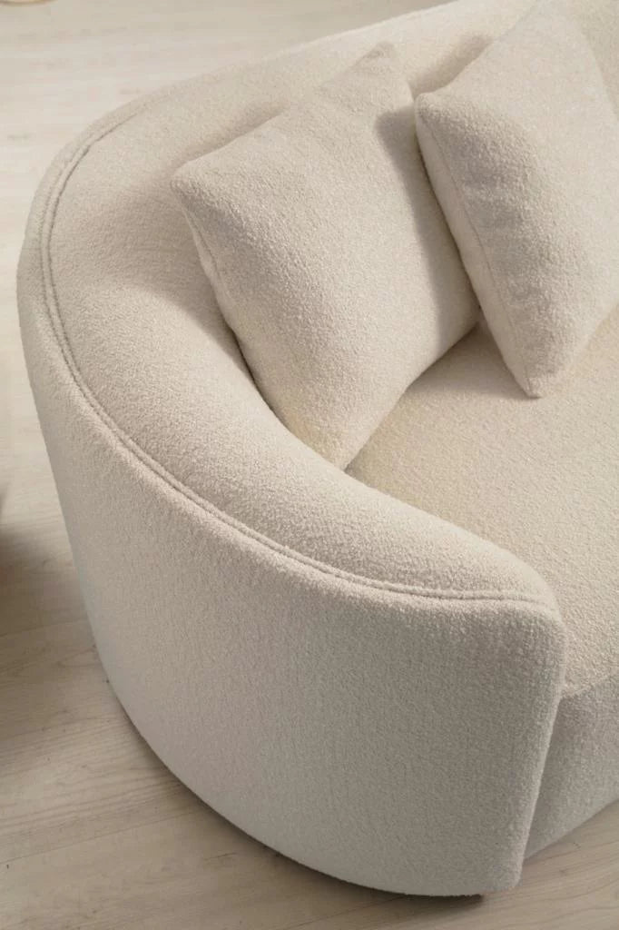 Ivory Boucle Curved Sectional T8874