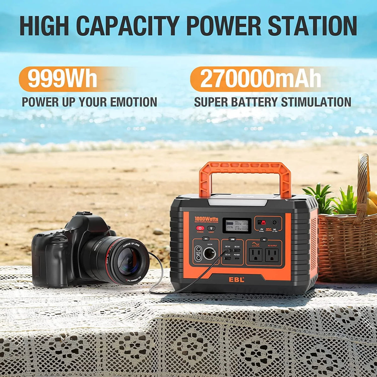 Portable Power Station 1000W Solar Generator B772
