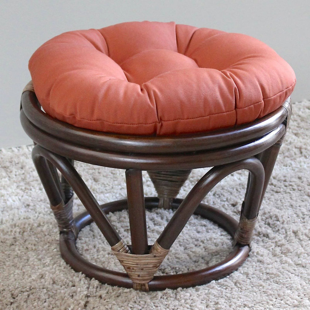 Rattan Footstool with Twill Cushion C41760