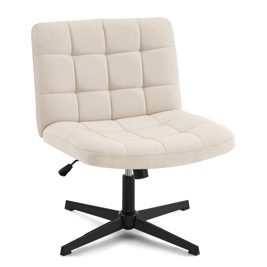 Beige Armless Swivel Ergonomic Office Chair P7204