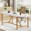 70.8" White and Gold Executive Desk H851283