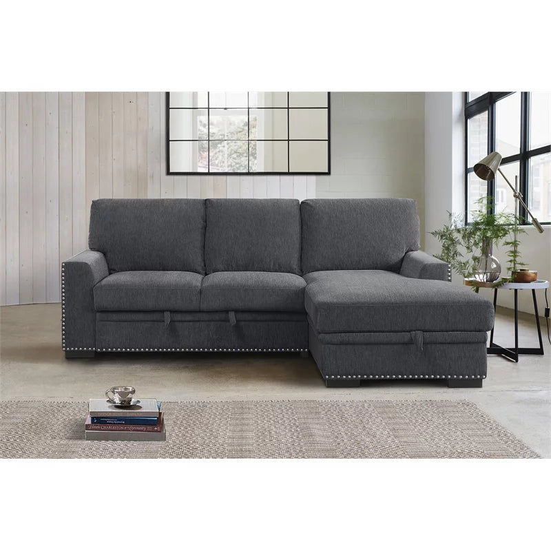Gray 2-piece Fabric Sectional with Right Chaise Y5920