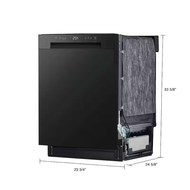 Black Front Control Dishwasher with Stainless Steel Tub J595812