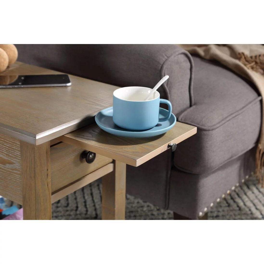 Driftwood Side Table with USB Charging Station E47014