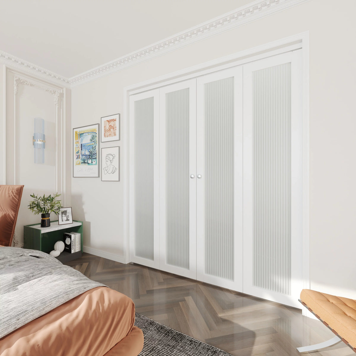 36 in x 80 in One Moru Glass Panel Bi-Fold Interior Door E40044