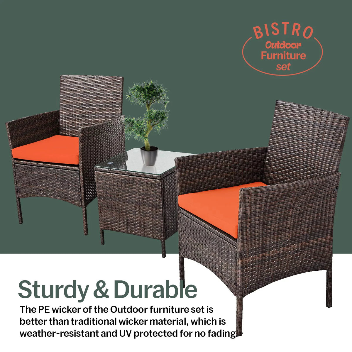 3 Piece Outdoor Furniture Set Orange E31911