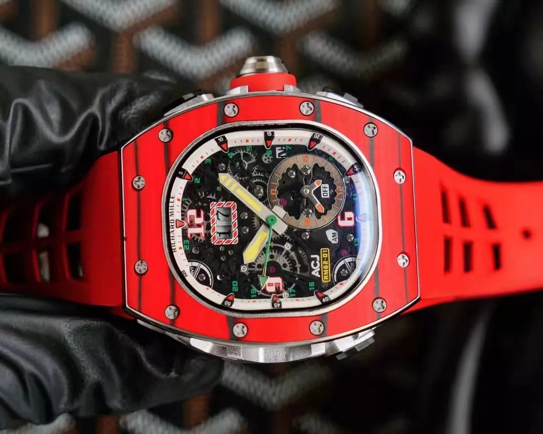 Tourbillon Vibrating Alarm Red Bezel Red Rubber Strap O56392